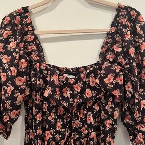 Doen “Sol” Shirred Cotton Maxi Dress in Poppy